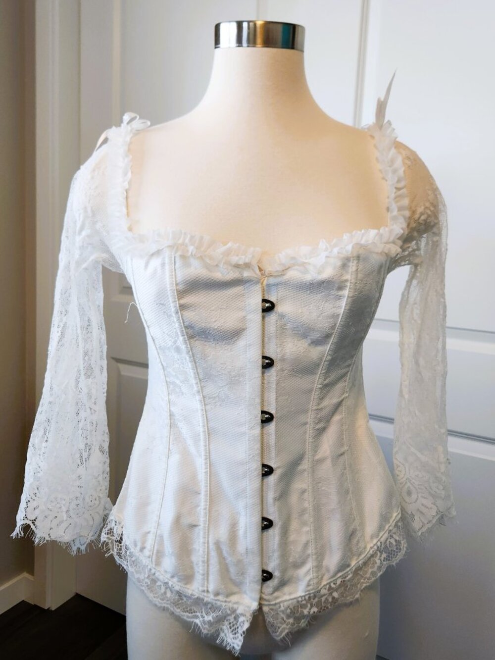 Steampunk Style Lace Off Shoulder Long Sleeve Corset Size XL - Picture 3 of 7